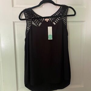 NWT Stitch Fix Black V-Neck Racerback Tank Top with cutout Straps Night Out
